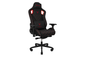 Knight Titan BR Кресло игровое Экокожа черная/Прострочка красная