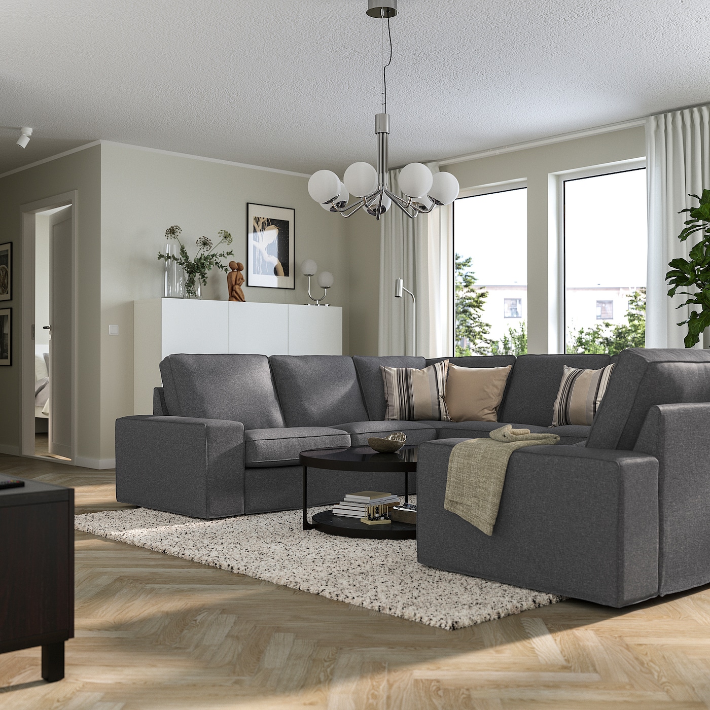 KIVIK Sofa w kształcie litery U, 6-osob, Gunnared średnioszary