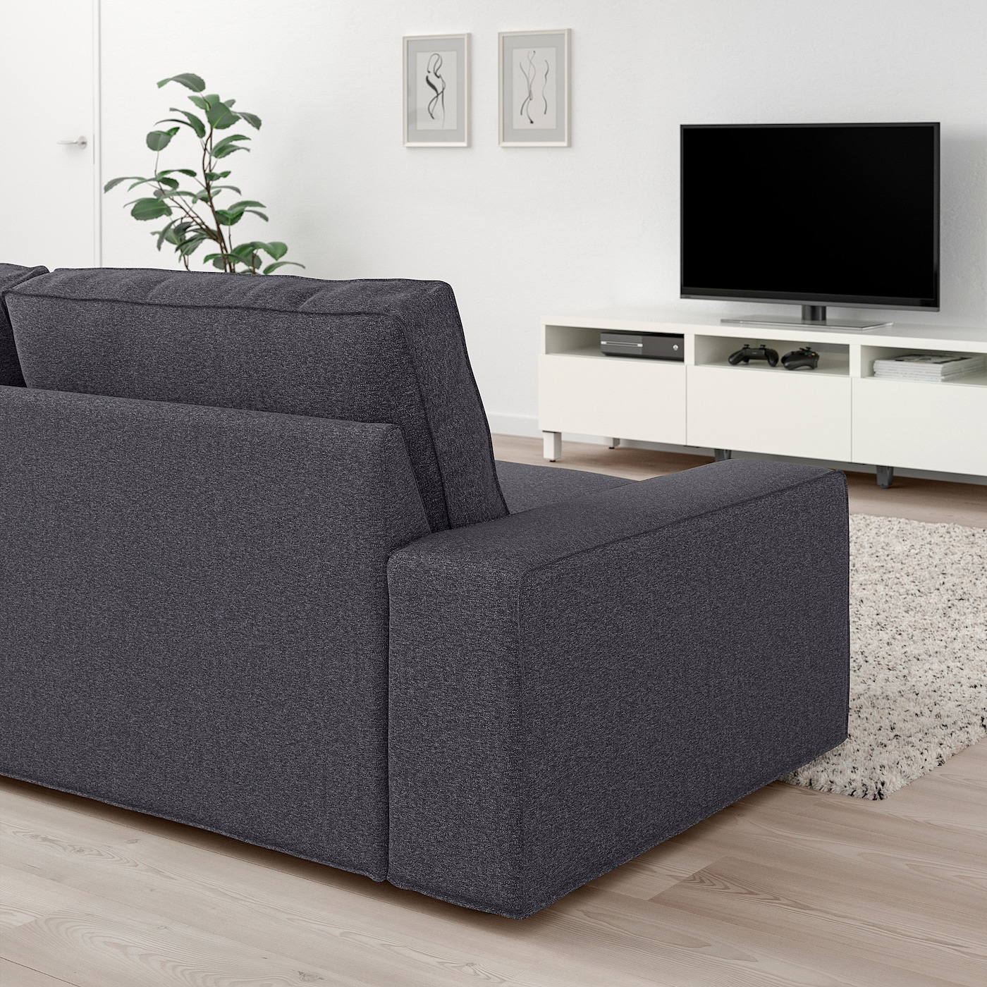 KIVIK Sofa 4-osobowa z szezlongiem, Gunnared średnioszary