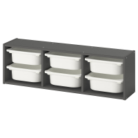 TROFAST IKEA 795.754.91 Навесная полка с контейнерами 99x21x30 см серый/белый