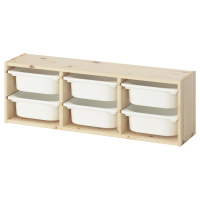 TROFAST IKEA 195.754.89 Навесная полка с контейнерами 93x21x30 см сосна/белый