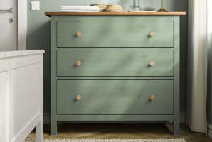 HEMNES IKEA 706.107.38 Комод 3 ящика серо-зеленый/светло-коричневый