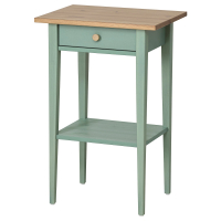 HEMNES Stolik nocny, szarozielony/bejca jasnobrązowa, 46x35 cm