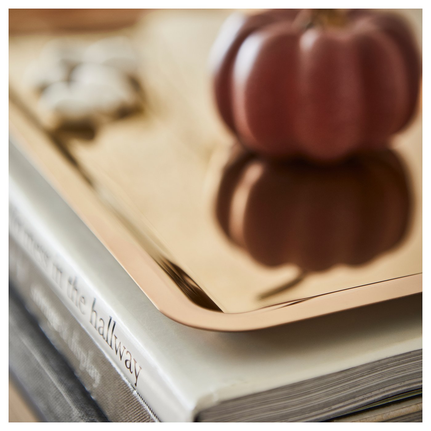 HÖSTAGILLE Podstawka na świecę, różowozłocisty, 42x22 cm