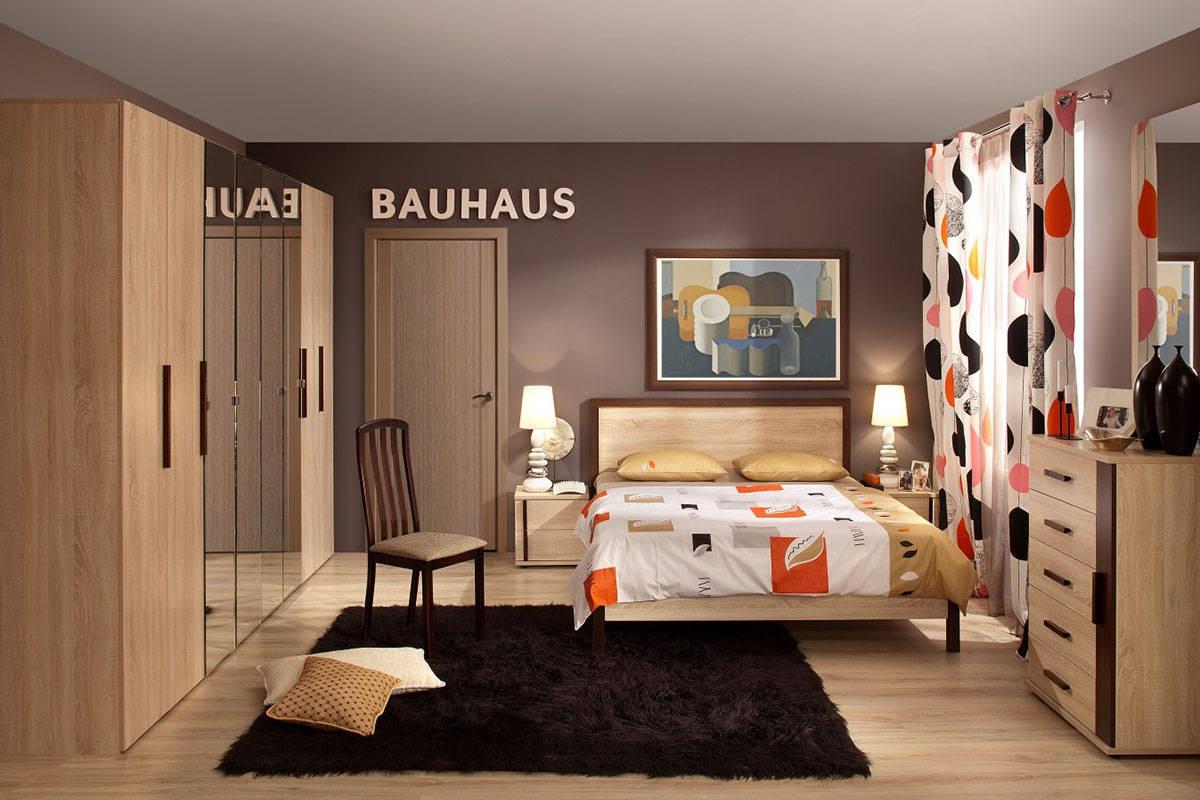 Баухаус BAUHAUS  спальня сонома и шоколад