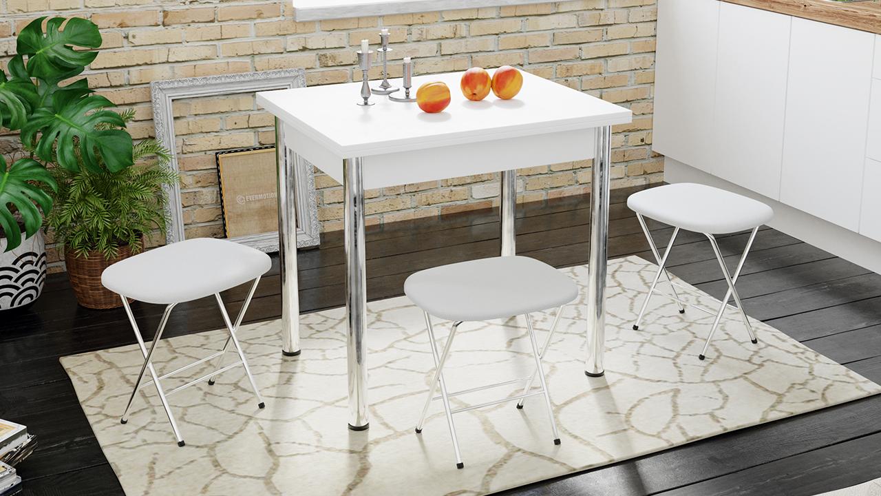 Родос Тип 2 Стол Раскладной Хром/муар Белый