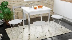 Родос Тип 2 Стол Раскладной Хром/муар Белый