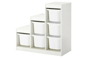 TROFAST Стеллаж, 6 белых корзин IKEA
