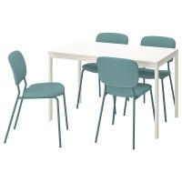 VANGSTA/KARLJAN Стол и 4 стула Белый/Бирюзовый 120/180 см