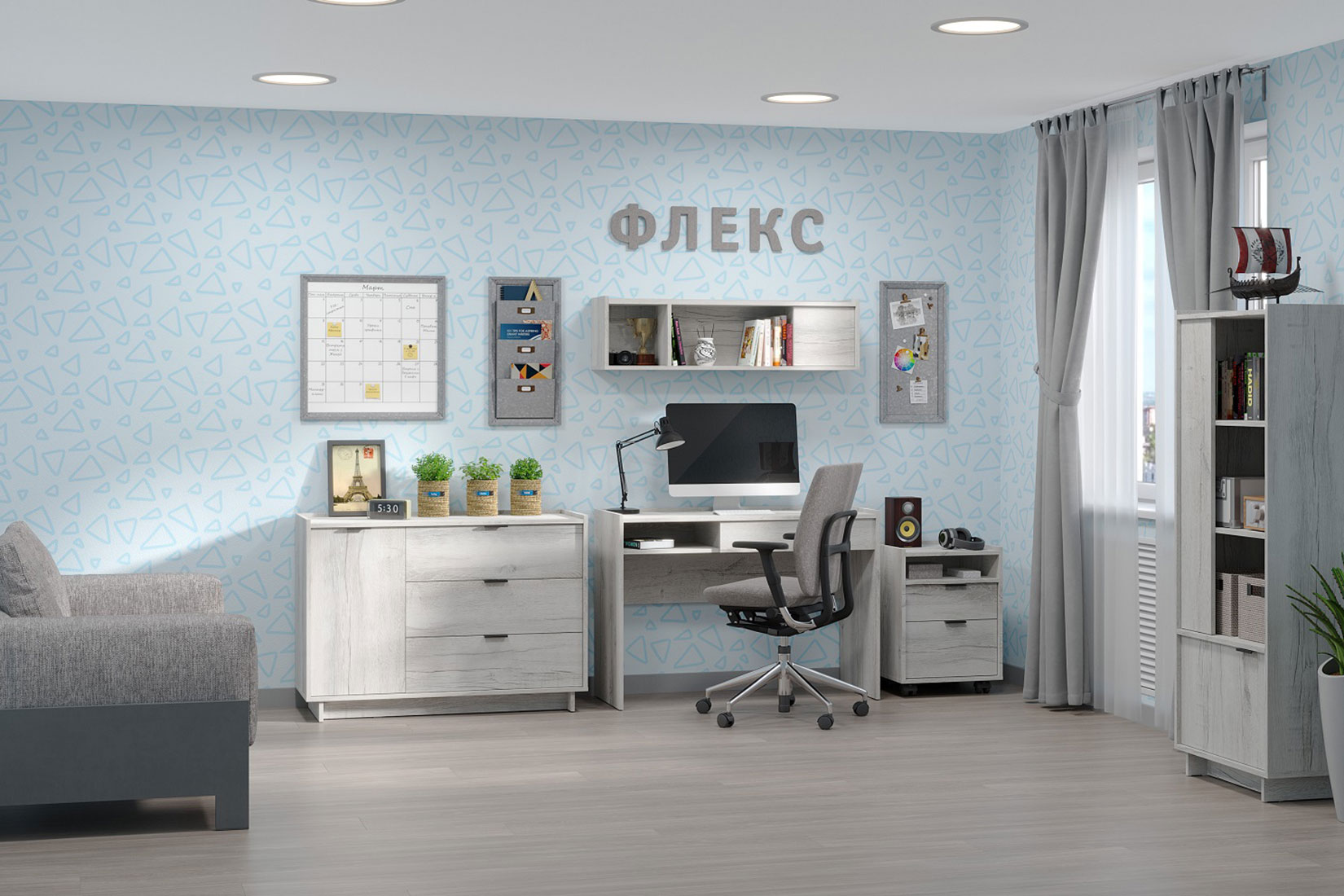 Флекс гостиная модульная Дуб шавиниган