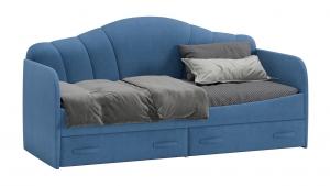 Кровать с мягкой спинкой и ящиками «Сабрина» (900) Велюр Синий
