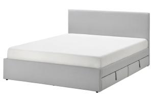 GLADSTAD Кровать мягкая 140x200 2 контейнера Светло-серый IKEA