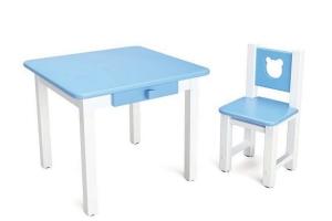 TEDDY Комплект Детский столик и стульчик Белый/Голубой