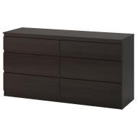 KULLEN Комод с 6 ящиками Чёрно-коричневый 140x72 см. IKEA 003.092.35