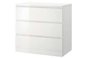 MALM IKEA 704.240.53 Комод с 3 ящиками 80x78 см. Глянцевый белый