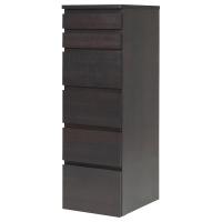 MALM IKEA 504.035.89 Комод с 6 ящиками 40x123 см Чёрно-коричневый / Зеркало 