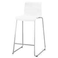 GLENN Барный стул Белый/хром,66 см