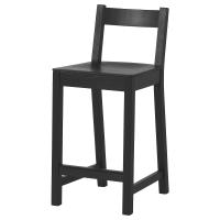 NORDVIKEN Барный стул со спинкой Чёрный 62 см