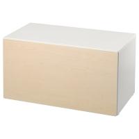 SMASTAD Скамья с отделением для игрушек белый/береза 90x52x48 см