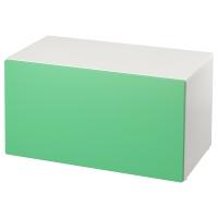 SMÅSTAD Скамейка с ящиком для игрушек белый/зеленый 90x52x48 см