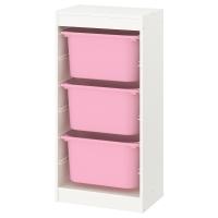 TROFAST Стеллаж с ящиками белый/розовый,46x30x94 см