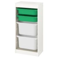 TROFAST ТРУФАСТ Комбинация д/хранения+контейнеры, белый/зеленый белый 46x30x94 см