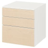 SMASTAD /OPPHUS Комод с 3 ящиками белый/береза 60x57x63 см IKEA