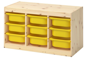 TROFAST IKEA 392.408.67 Комбинация д/хранения+контейнеры 94x44x52 см светлая беленая сосна/желтый