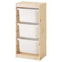 TROFAST Комбинация д/хранения+контейнеры, светлая беленая сосна/белый 44x30x91 см IKEA