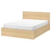 MALM Кровать с подъемным механизмом дубовый шпон беленый 160x200 см. IKEA 504.126.83