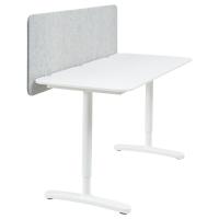 BEKANT БЕКАНТ Рабочий стол с экраном белый/серый 140x60 48 см
