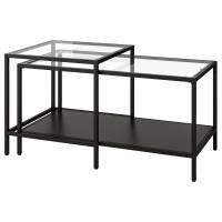 VITTSJO Комплект столов 2 шт. чёрно-коричневый/стекло 90x50 см. IKEA 802.153.32