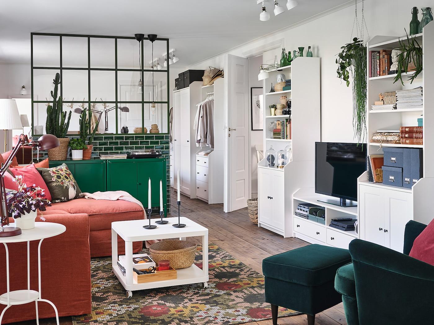 HAUGA Комбинация для хранения/под ТВ Белый 277x46x199 см. IKEA