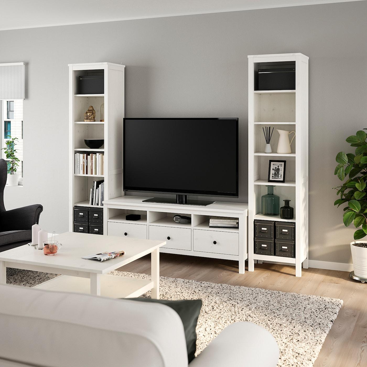 HEMNES ХЕМНЭС Шкаф для ТВ, комбинация, белая морилка 245x197 см