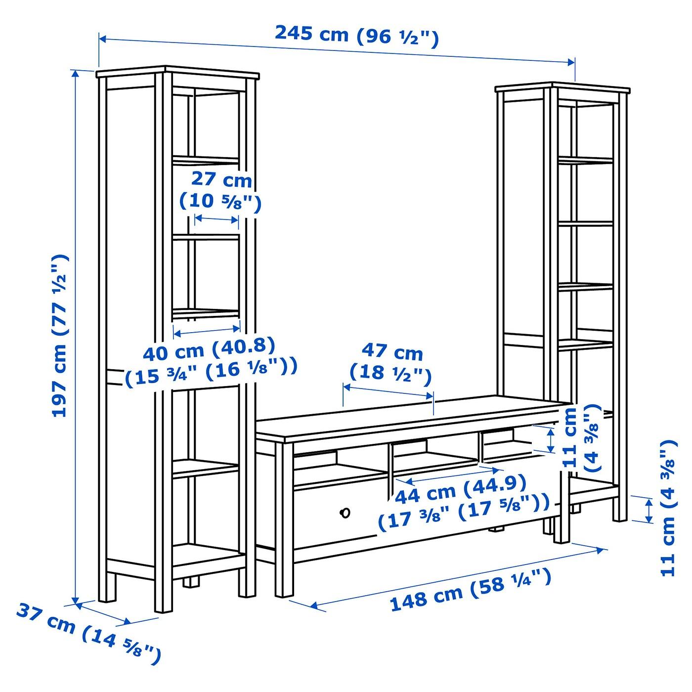 HEMNES ХЕМНЭС Шкаф для ТВ, комбинация, белая морилка 245x197 см