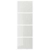 HOKKSUND ХОККСУНД 4 панели д/рамы раздвижной дверцы, глянцевый светло-серый 75x236 см