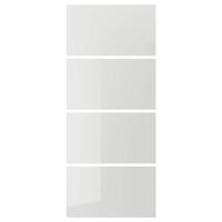 HOKKSUND ХОККСУНД 4 панели д/рамы раздвижной дверцы, глянцевый светло-серый 100x236 см