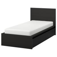 MALM Каркас кровати с 2 ящиками для хранения, черно-коричневый / Люрёй 90x200 см