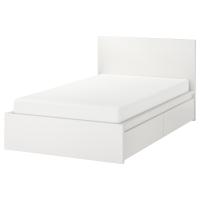 MALM МАЛЬМ Каркас кровати+2 кроватных ящика, белый 90x200 см