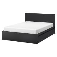 MALM Каркас кровати с 4 ящиками для хранения, черно-коричневый, 140x200 см