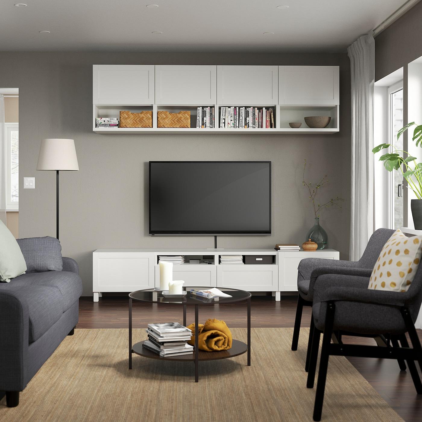 BESTA БЕСТО Шкаф для ТВ, комбинация, белый/ХАНВИКЕН/СТУББАРП белый 240x42x230 см