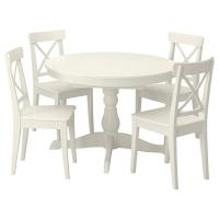 INGATORP/INGOLF Стол и 4 стула, белый/белый 110/155 см