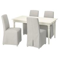 INGATORP / BERGMUND Стол и 4 стула, белый/Колбода бежевый/темно-серый 155/215 см