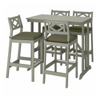 BONDHOLMEN Барный стол + 4 барных стула, серая морилка/Frösön/Duvholmen темно-бежево-зеленый