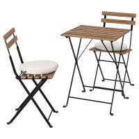 TÄRNÖ Стол + 2 стула садовый черный/светло-коричневая морилка/Frösön/Дувхольмен бежевый