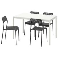 MELLTORP / ADDE Стол и 4 стула 125 см Белый/Чёрный