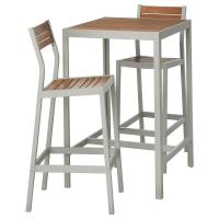 SJÄLLAND Барный стол и 2 барных стула для сада Cветло-коричневый/светло-серый