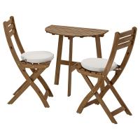 ASKHOLMEN Садовый стол и 2 раскладных стула Серо-коричневая морилка/Фрёсён/Дувхольмен бежевый