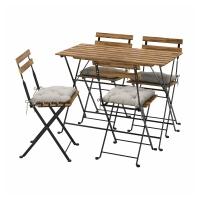 TÄRNÖ  Стол + 4 стула, садовый, черный/светло-коричневая морилка/Куддарна серый
