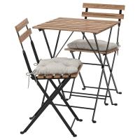 TÄRNÖ Стол + 2 стула садовый 992.867.58 черный/светло-коричневая морилка/Куддарна серый IKEA